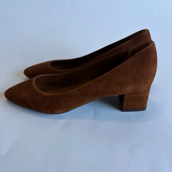Aquatalia Women's 9 Pasha Suede‎ Pumps Waterproof Heel Brown Made in Italy 1.8" - Picture 7 of 14